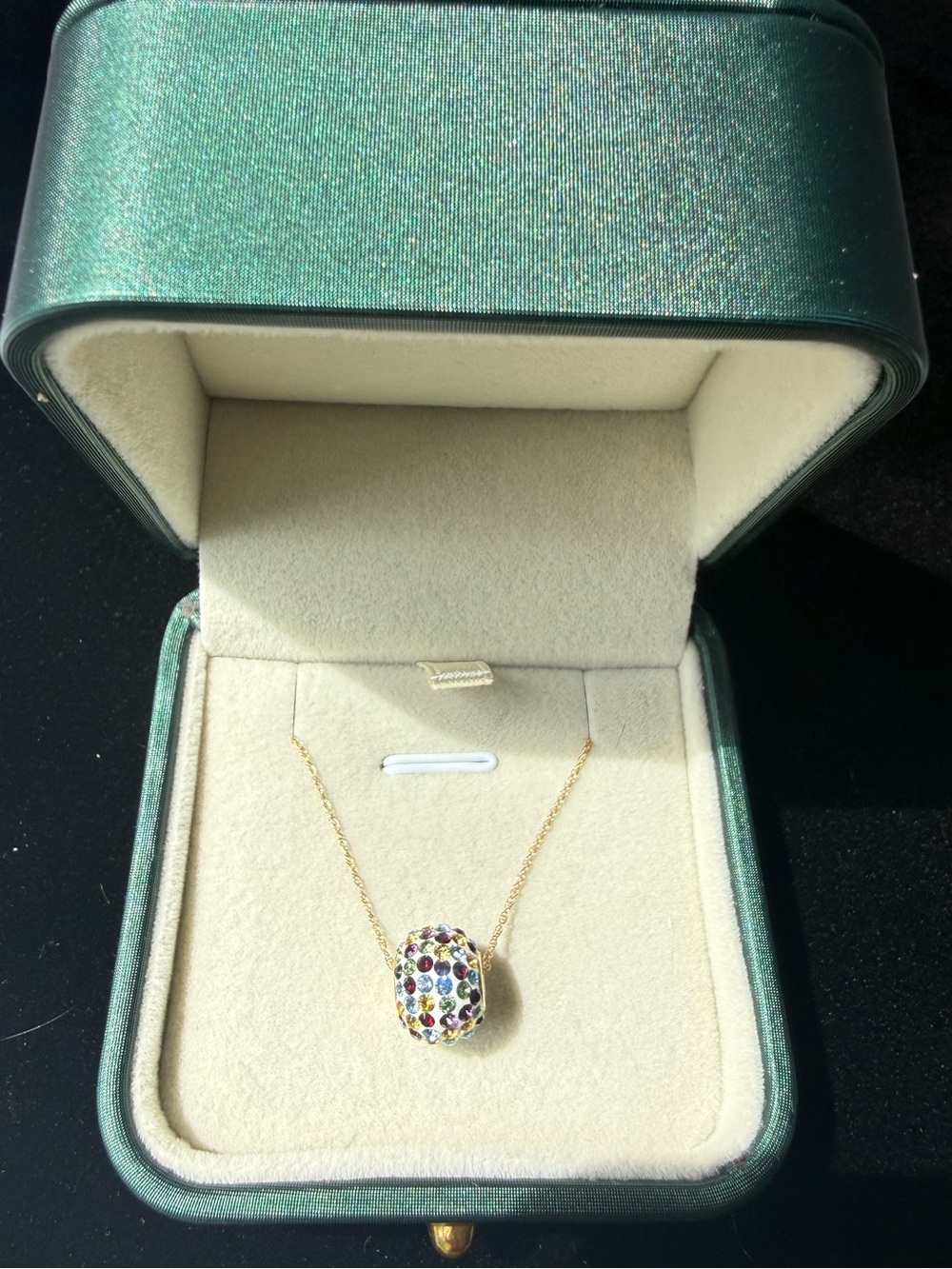 14K Solid Gold Swarovski Crystal Macy's Golden Brilliance Faberge Style Necklace